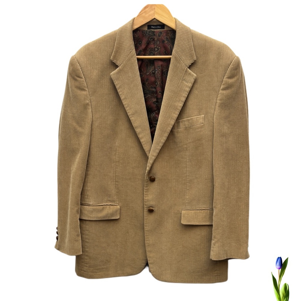 LAUREN Ralph Lauren Tan Corduroy Jacket size 42 R Beautifully made.100%Cotton